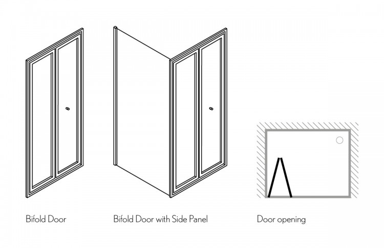 картинка Дверь Bifold 1000mm c боковым экраном 1000mm и дверью книжкой от магазина Burlington Official