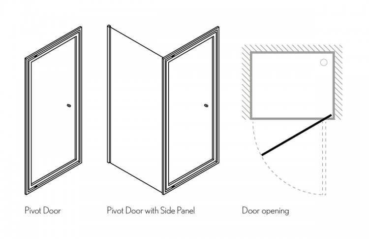 картинка Дверь Pivot 900mm с боковым экраном 900mm от магазина Burlington Official